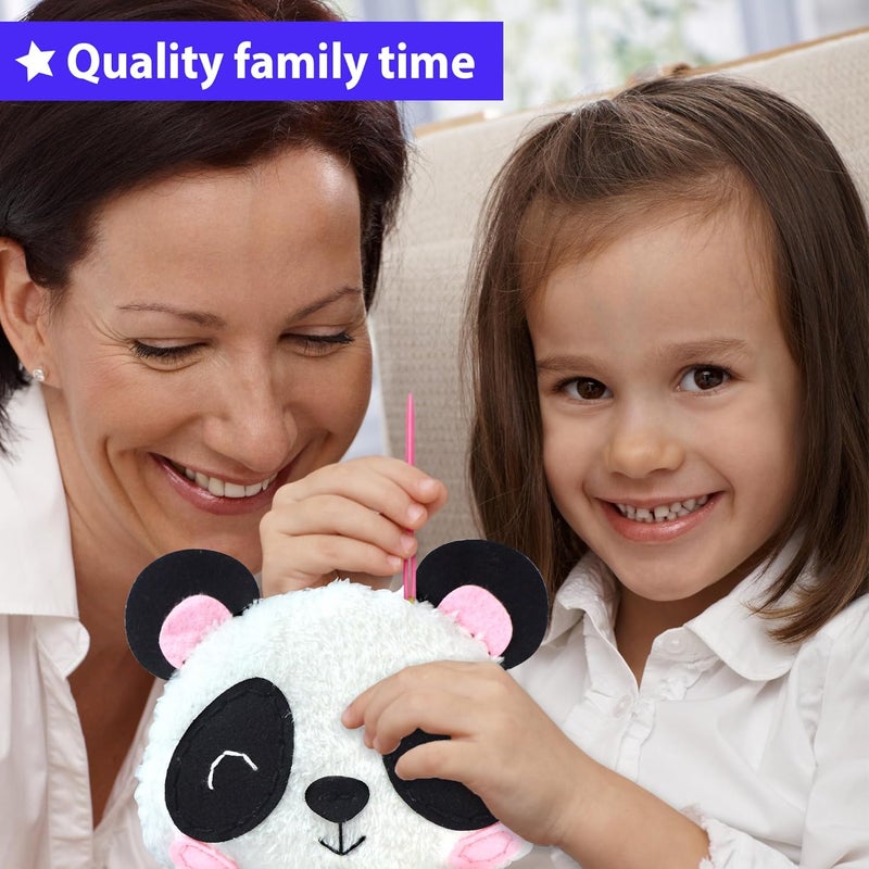 KRAFUN Panda Animal Sewing Kit for Kids Beginner My First Art & Craft, Includes Panda Doll Stuffed Animal, Instructions & Plush Felt Materials for Embroidery, Age 7 8 9 10 11 12 - Image 5